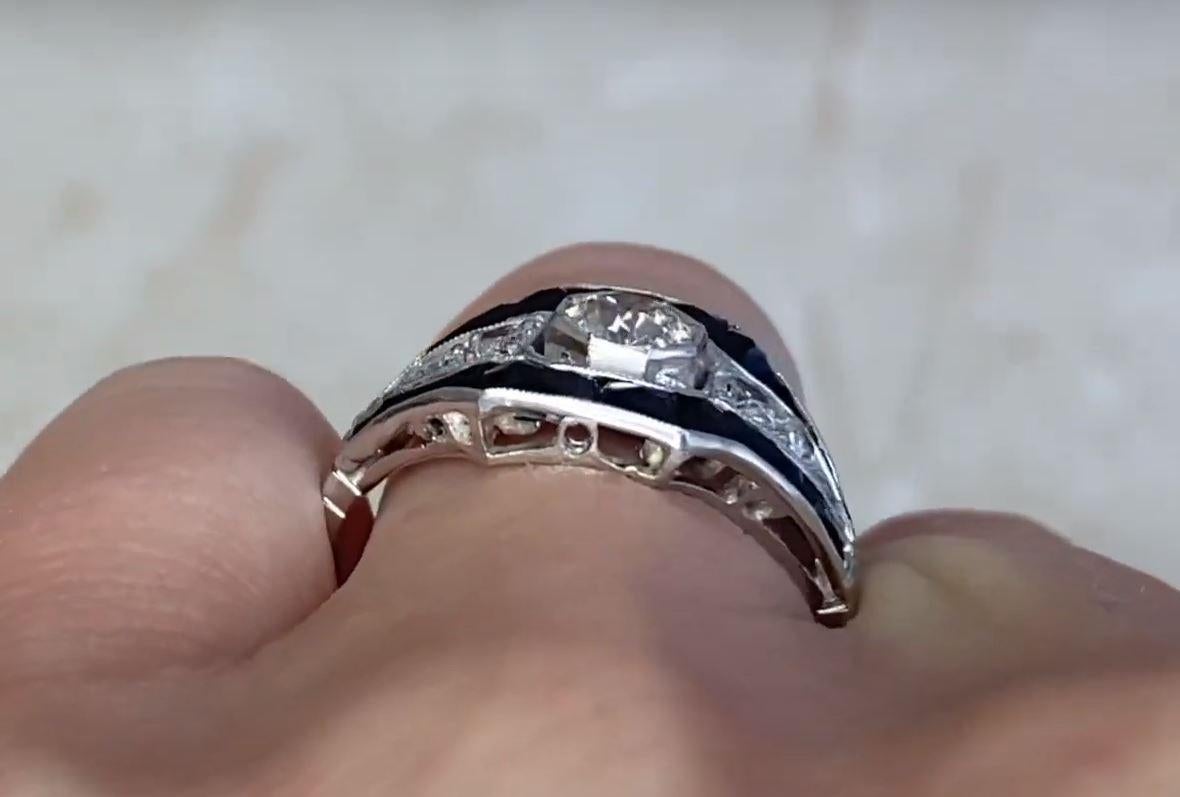 0.42ct Old European Cut Diamond Engagement Ring, I Color, Platinum 3