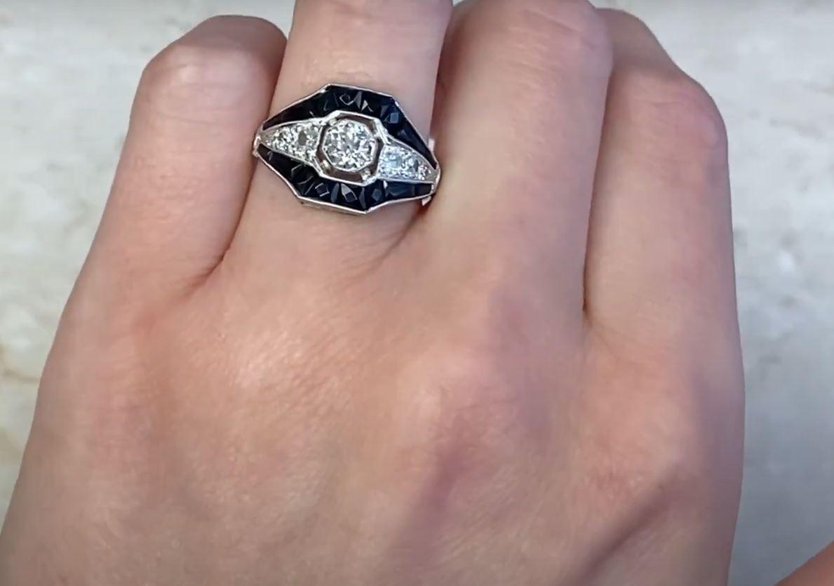 0.42ct Old European Cut Diamond Engagement Ring, I Color, Platinum 4