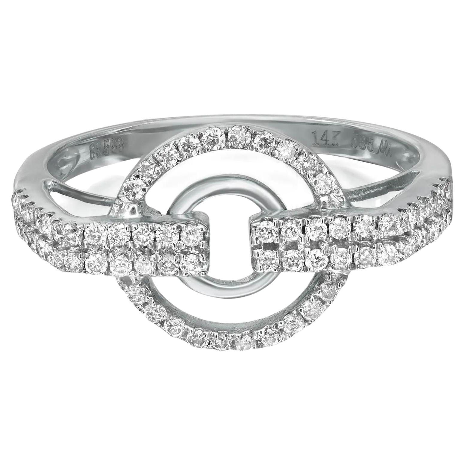 0.42cttw Prong Set Round Cut Diamond Ladies Ring 14k White Gold For Sale