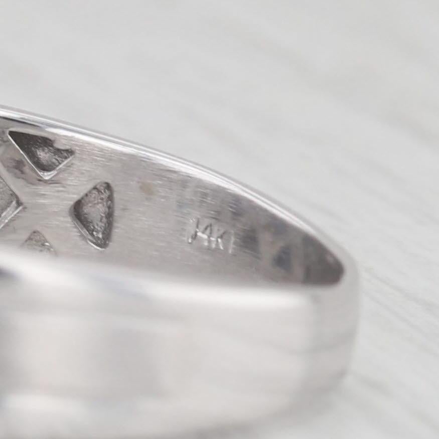0.42ctw Blue Sapphire Diamond Ring 14k White Gold Size 10.75 Men's Wedding Band 3