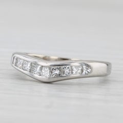 Fascia nuziale con diamanti sagomati da 0,42 ct. in oro bianco 14k misura 4,75 Anello impilabile