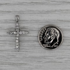 0.42ctw Diamond Platinum Cross Pendant Fine Religious Jewelry