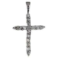 0.42ctw Diamond Platinum Cross Pendant Fine Religious Jewelry