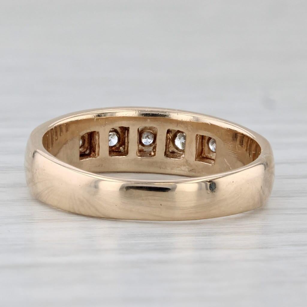 Anello nuziale con diamante da 0,42 ct. in oro 14k, misura 7,75, fascia impilabile per anniversario in vendita 4