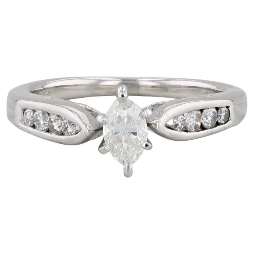 0.42ctw Marquise Diamond Engagement Ring Platinum Size 5.5 For Sale