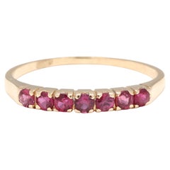 Retro 0.42ctw Natural Ruby Wedding Band Ring, 14KT Yellow Gold