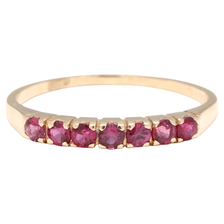 0.42ctw Natural Ruby Wedding Band Ring, 14KT Yellow Gold For Sale at