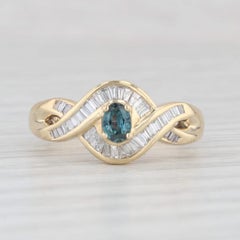 0.42ctw Teal Alexandrite Diamond Knot Ring 18k Yellow Gold Size 7 Engagement