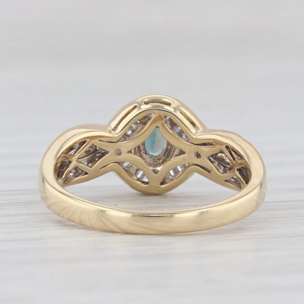 0.42ctw Teal Alexandrite Diamond Knot Ring 18k Yellow Gold Size 7 Engagement For Sale 1