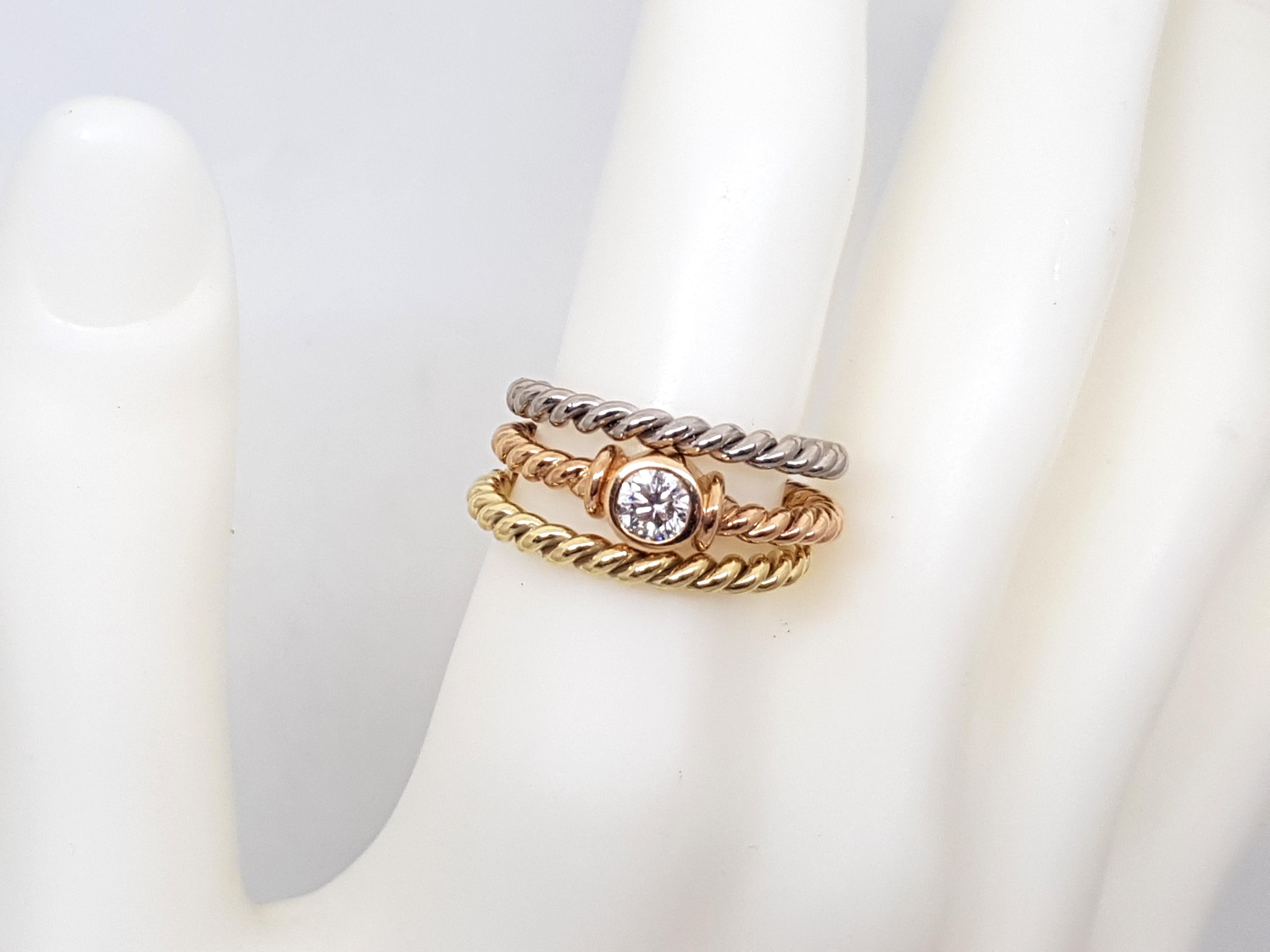 0.43 Carat 18 Karat Yellow White Pink Gold Diamond Stackable Engagement Ring For Sale 5
