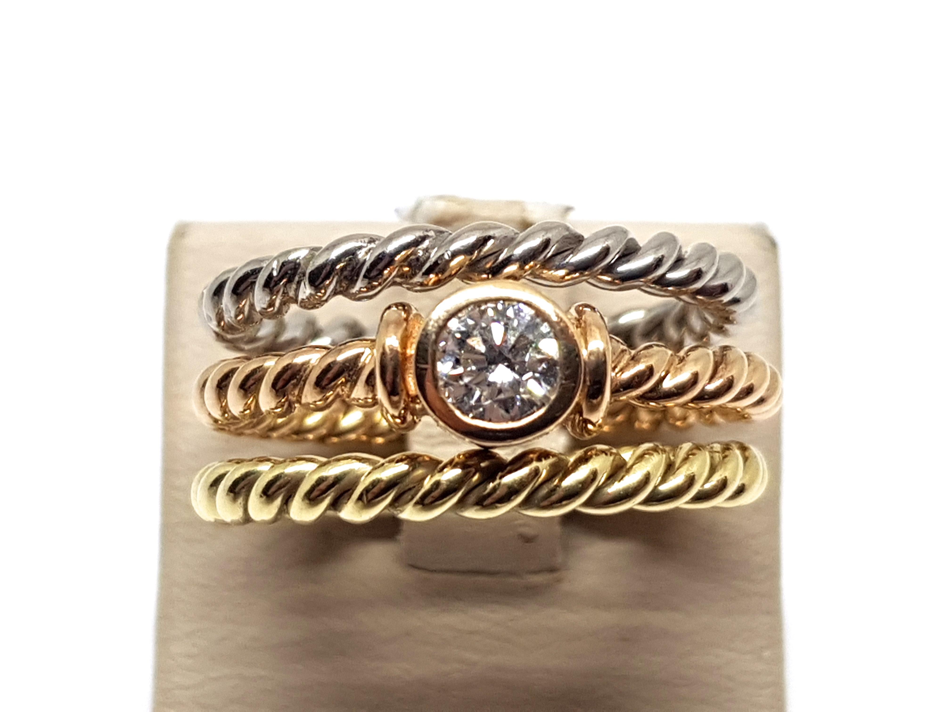 Round Cut 0.43 Carat 18 Karat Yellow White Pink Gold Diamond Stackable Engagement Ring For Sale