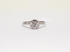 0.43 Carat Antique White Gold Diamond Engagement Ring