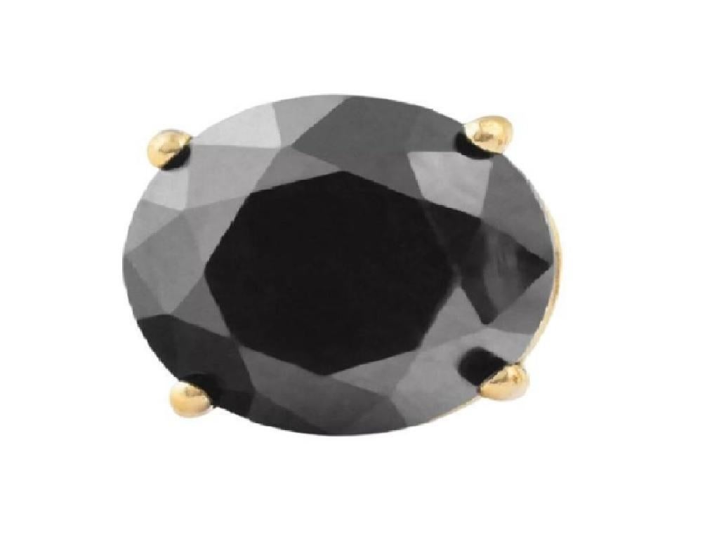 Contemporary 0.43 Carat Black Diamond Single Stud Earring in 14 K Yellow Gold For Sale