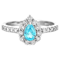 0,43 Karat brasilianischer Paraiba-Turmalin und Diamantring aus Platin