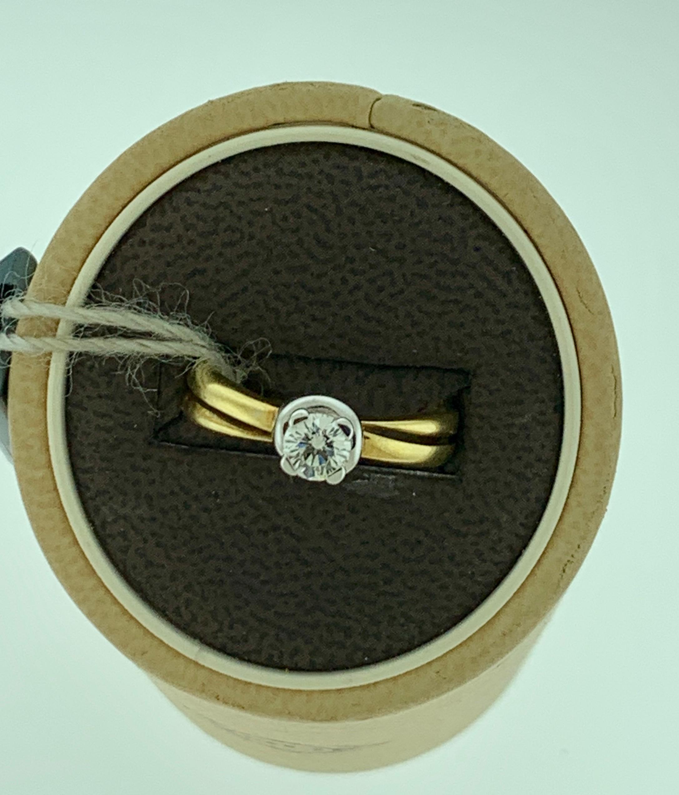 0.43 Carat Center Diamond Engagement 18 Karat Gold Ring by Designer Salvini For Sale 5