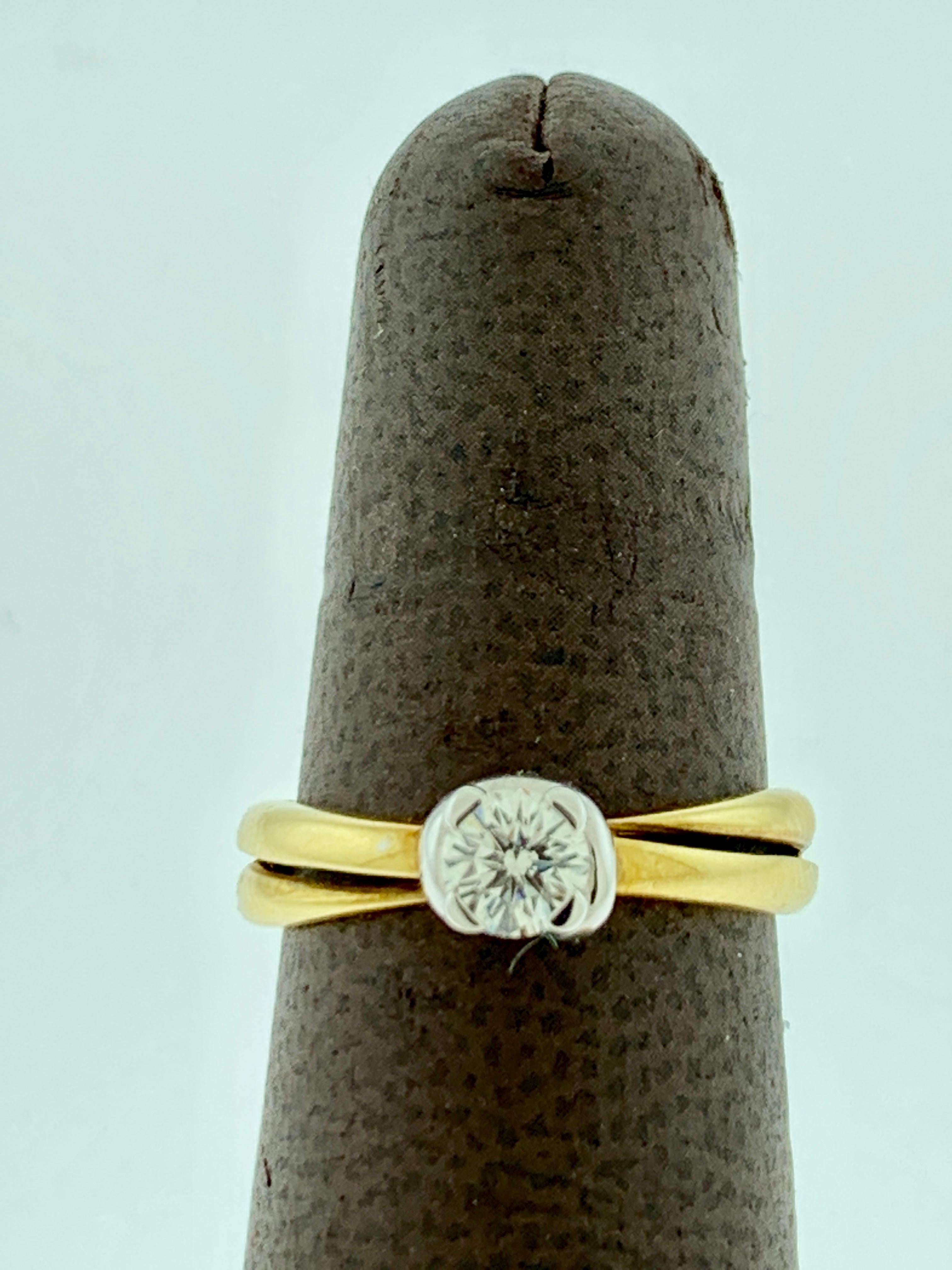 Round Cut 0.43 Carat Center Diamond Engagement 18 Karat Gold Ring by Designer Salvini