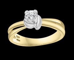 0.43 Carat Center Diamond Engagement 18 Karat Gold Ring by Designer Salvini