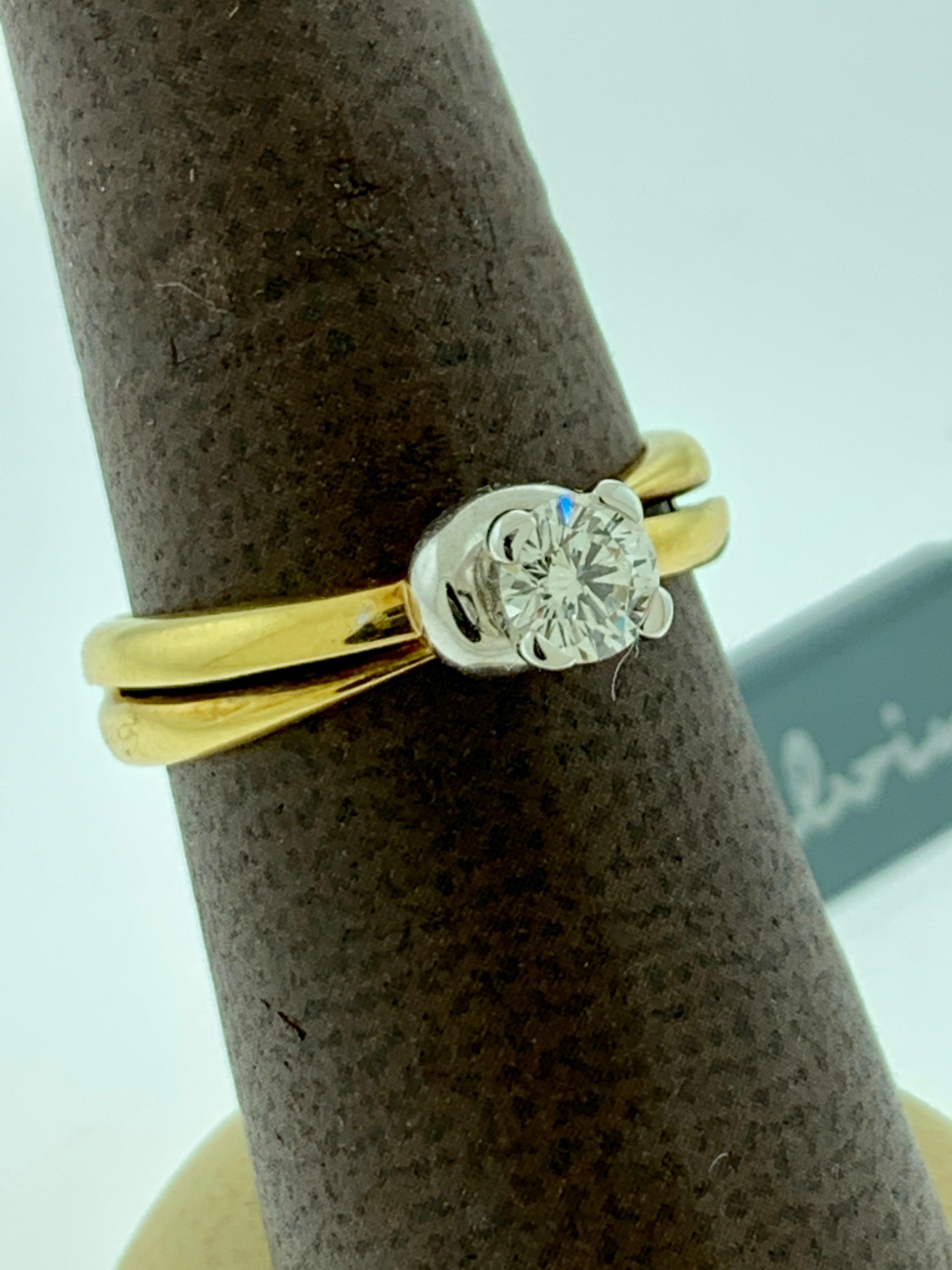 Women's 0.43 Carat Center Diamond Engagement 18 Karat Gold Ring by Designer Salvini For Sale