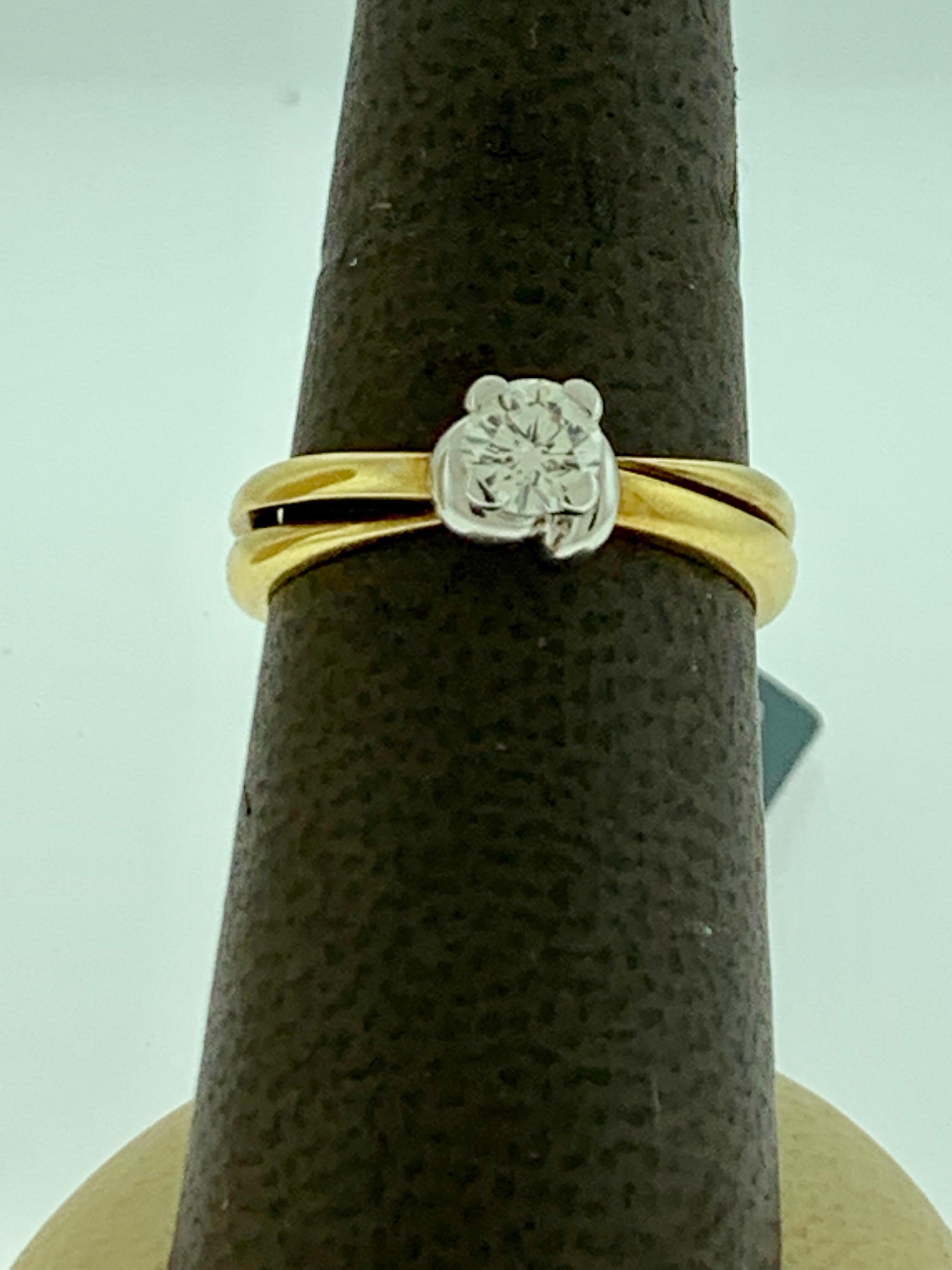 0.43 Carat Center Diamond Engagement 18 Karat Gold Ring by Designer Salvini 3