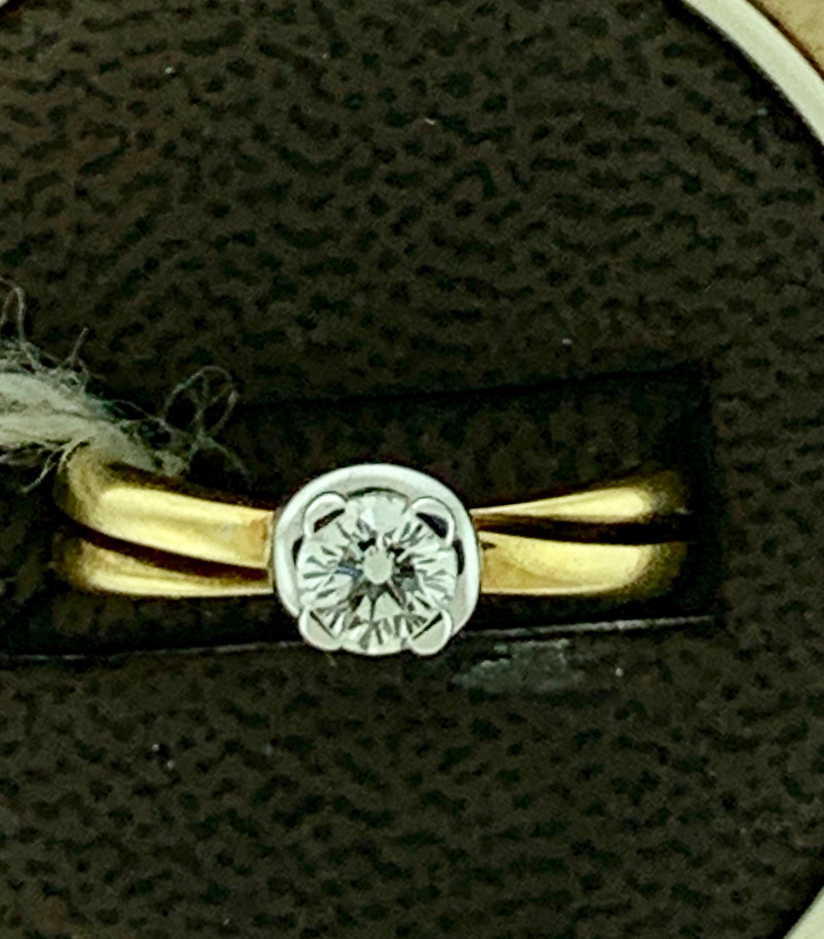 0.43 Carat Center Diamond Engagement 18 Karat Gold Ring by Designer Salvini 4