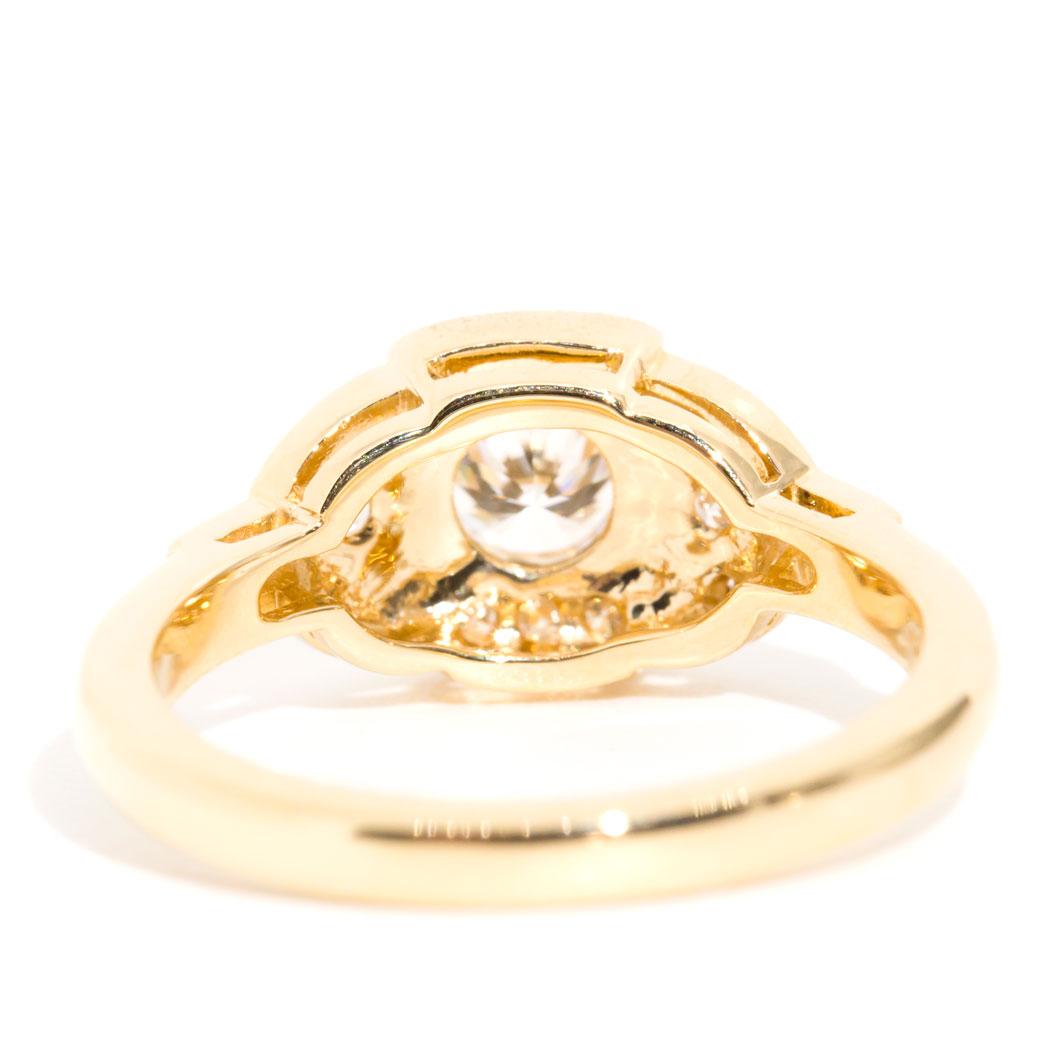 0.43 Carat Certified Round White Diamond 18 Carat Yellow Gold Engagement Ring 3