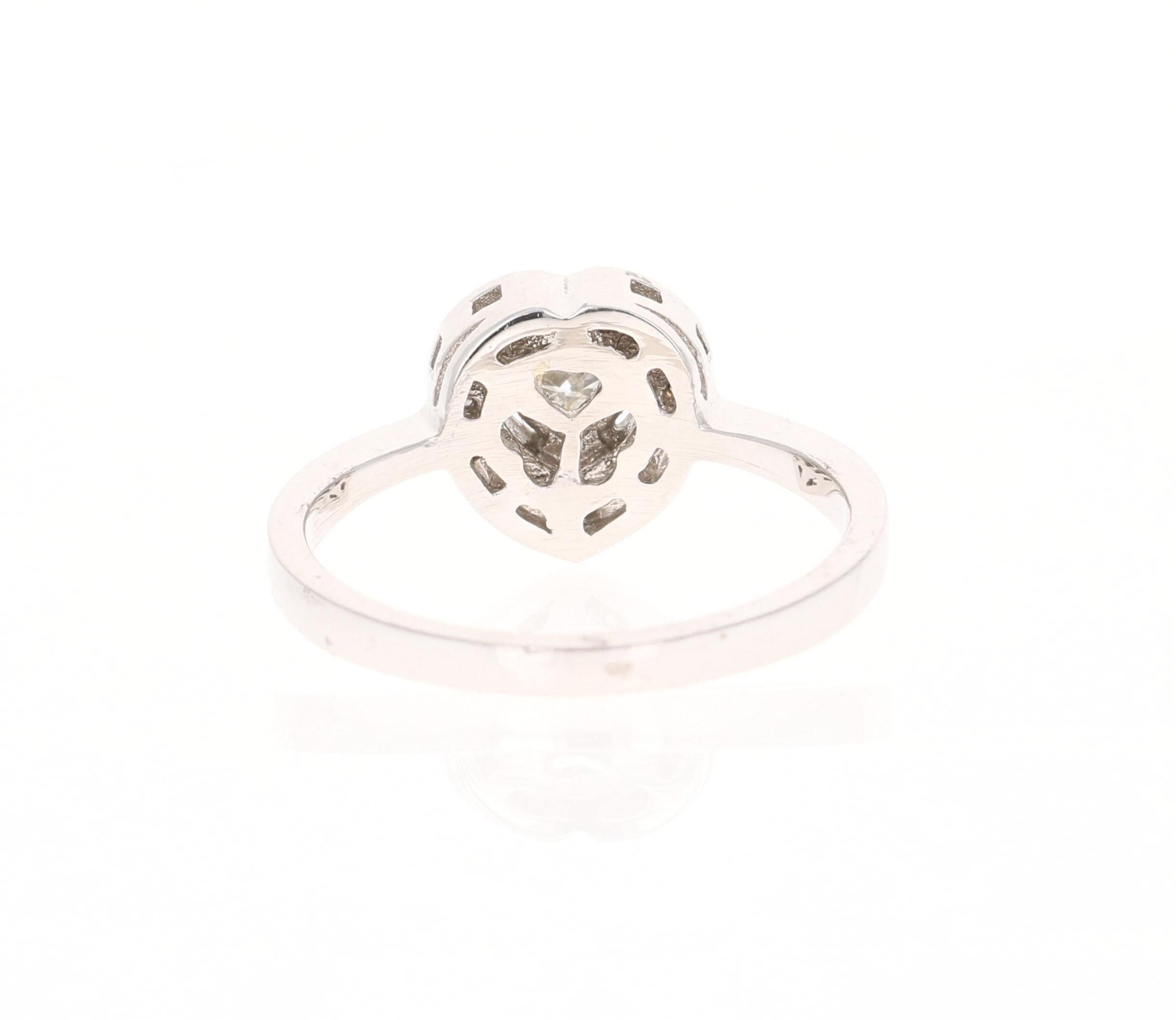 Heart Cut 0.43 Carat Diamond 14 Karat White Gold Engagement Ring For Sale