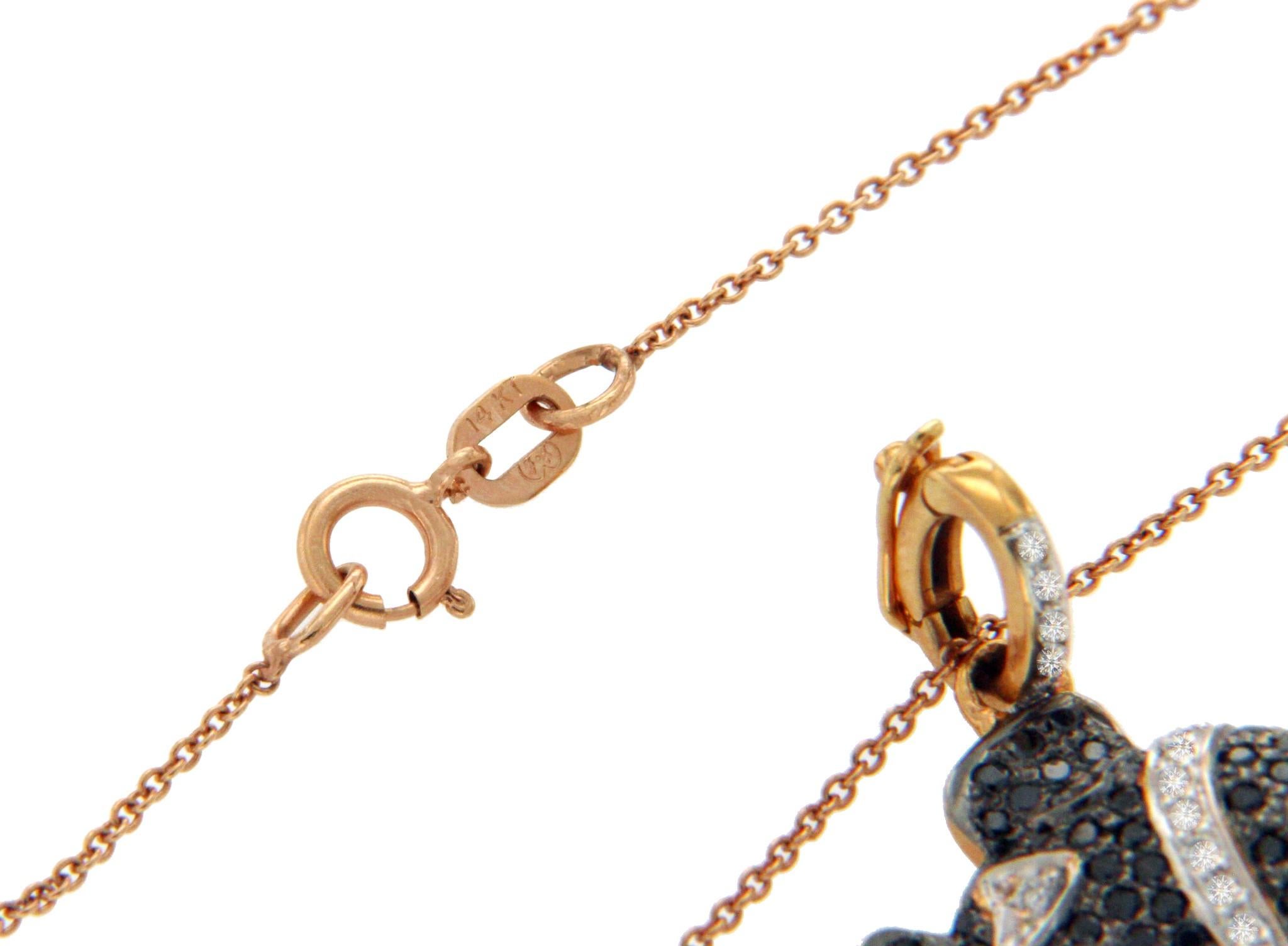 Women's 0.43 Carat Diamond 18 Karat Gold Fish Pendant with 14 Karat Gold Chain Necklace For Sale