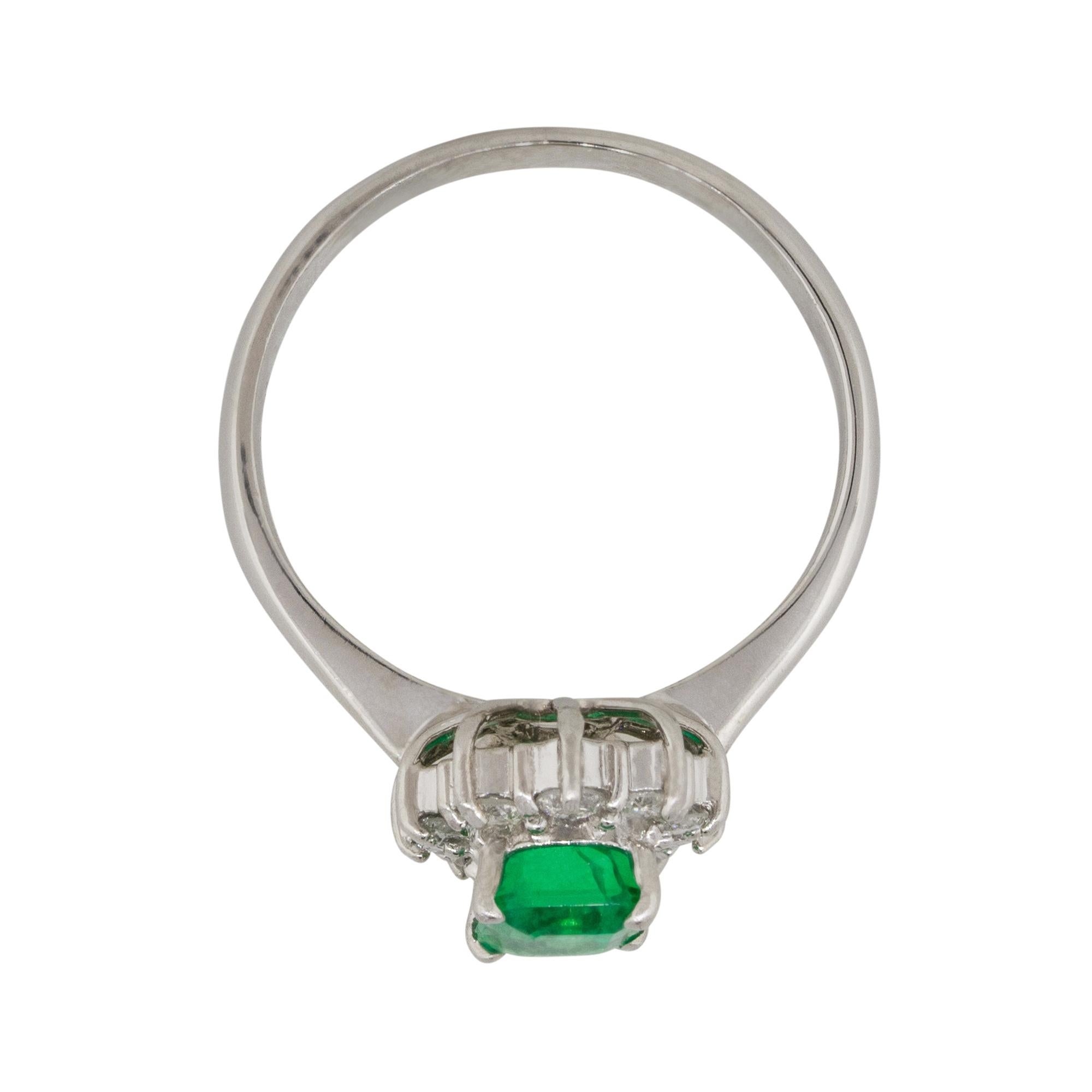 Women's 0.43 Carat Emerald Center Diamond Halo Ring Platinum in Stock