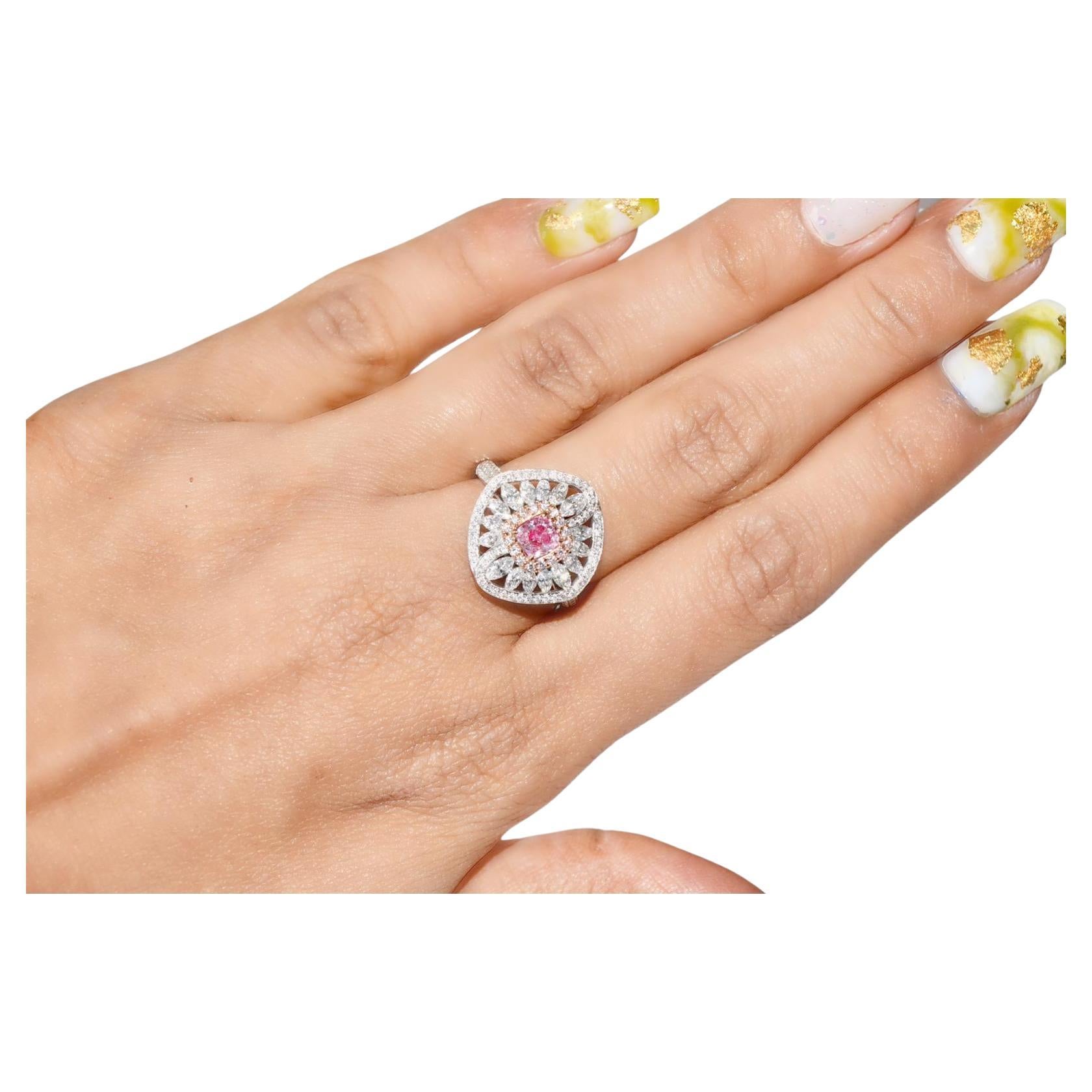 0.43 Carat Faint Pink Diamond Ring I2 Clarity GIA Certified For Sale