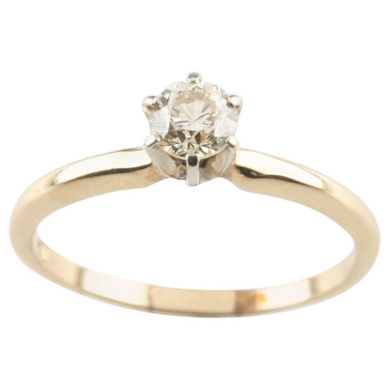 0.43 Carat Fancy Light Brown Diamond Solitaire Engagement Ring in Yellow Gold For Sale