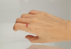 0.43 Carat Pear-Cut Ruby with Diamond Accents 14K Yellow Gold Ring