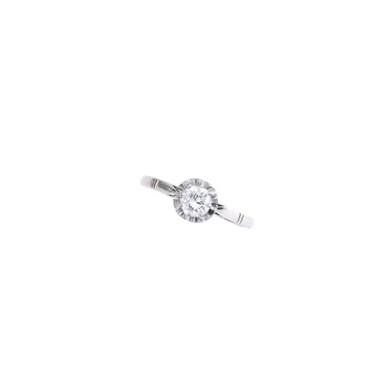 0.43 Carat Round Diamond Platinum French Solitaire Ring