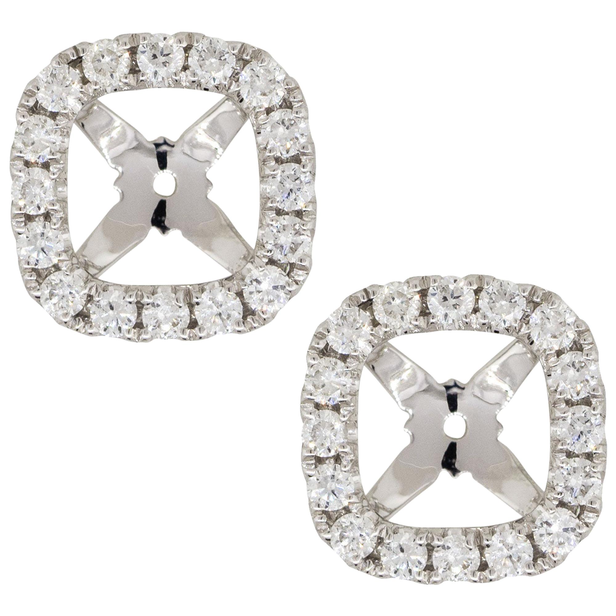 14k White Gold Diamond Earring Jackets 0.5IN Diameter