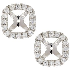 0.43 Carat Round Diamond Stud Earring Jackets 18 Karat in Stock