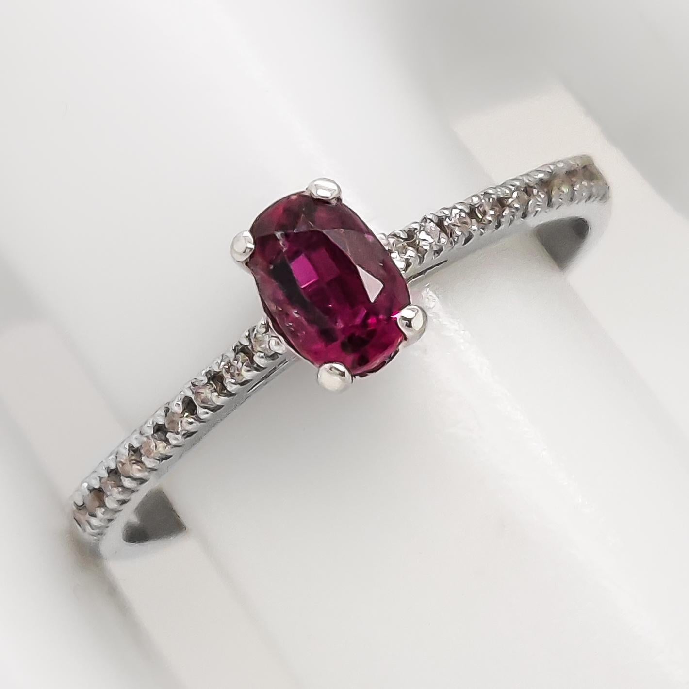 1$ OHNE RESERVIERUNG - 0,43ct Rubin und 0,10ct Pink Diamond 14k Weißgold 1