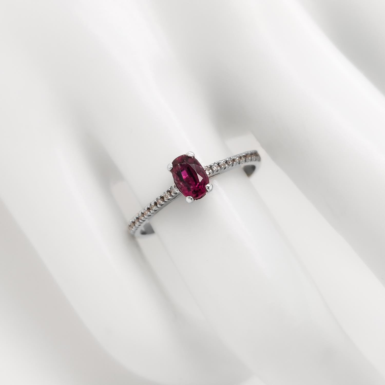 1$ OHNE RESERVIERUNG - 0,43ct Rubin und 0,10ct Pink Diamond 14k Weißgold 2
