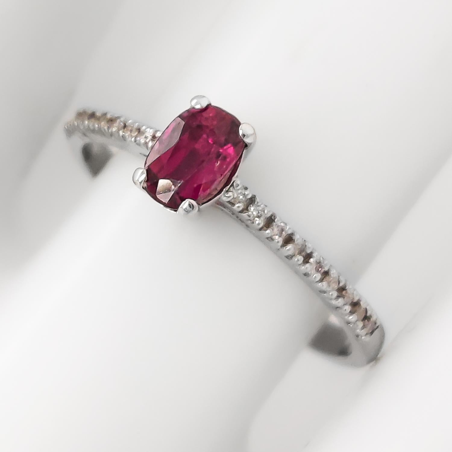 1$ OHNE RESERVIERUNG - 0,43ct Rubin und 0,10ct Pink Diamond 14k Weißgold 3