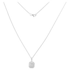 0.43 Carat SI Clarity HI Color Diamond Halo Chain Necklace 18 Karat White Gold
