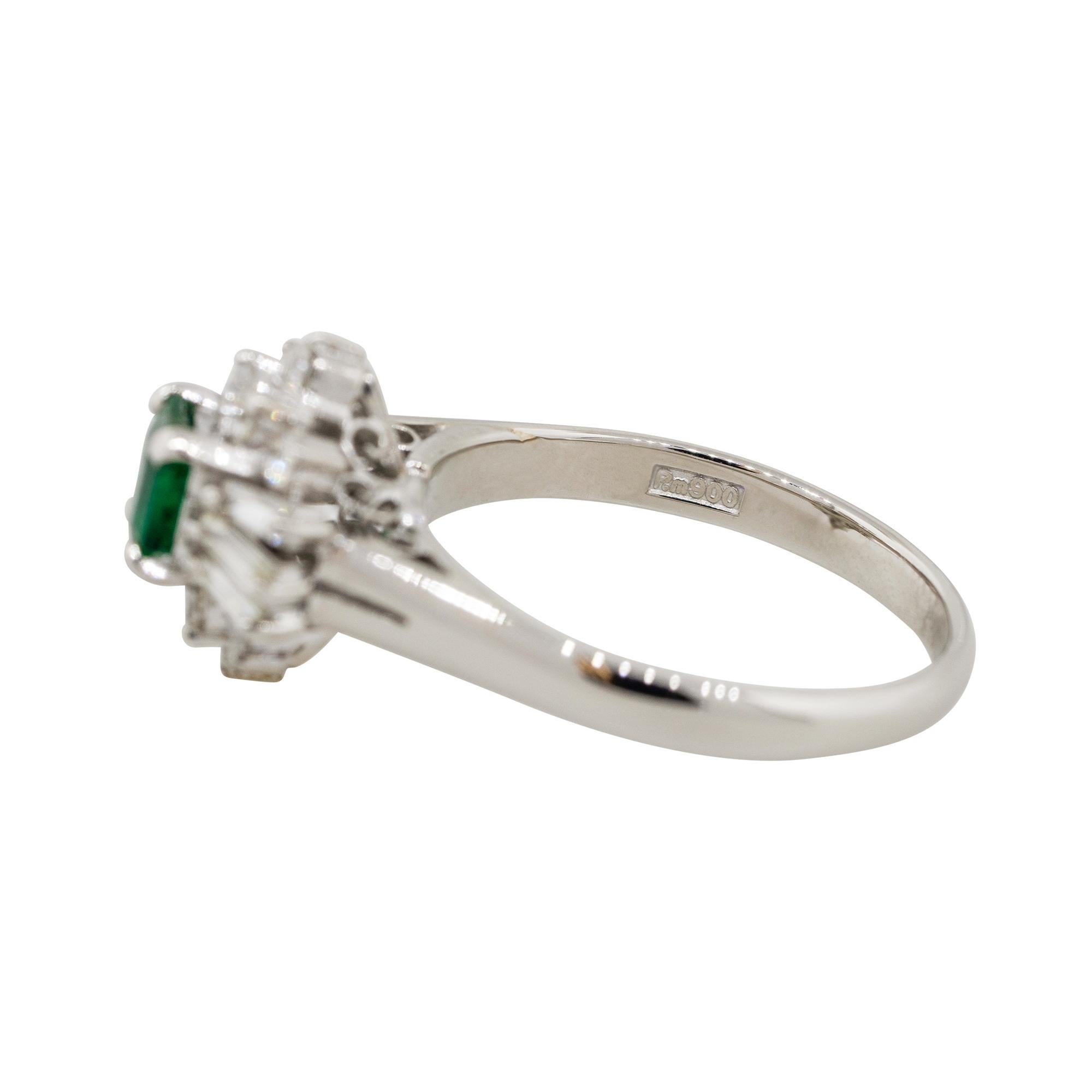 0.43 Carat Square Shape Emerald Diamond Cocktail Ring Platinum in Stock In New Condition For Sale In Boca Raton, FL