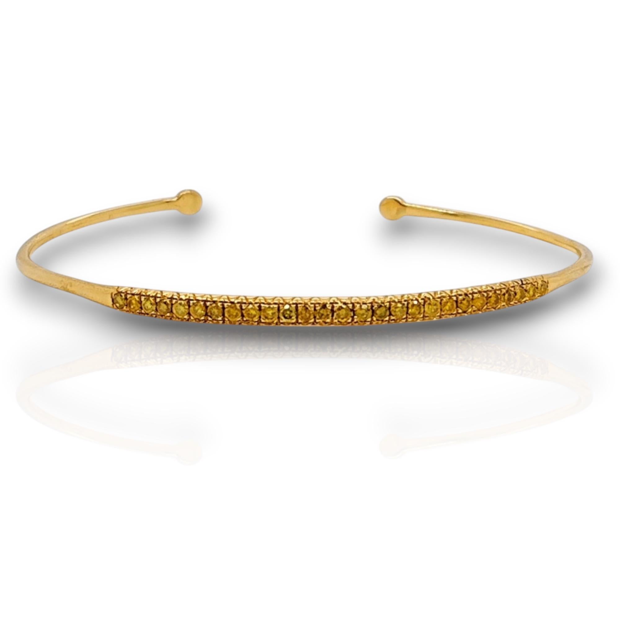 Taglio rotondo Bracciale in oro giallo con diamante giallo da 0.43 carati in vendita