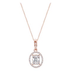 Ciondolo con diamante Baguette e rotondo da 0,43 carati in oro 14K