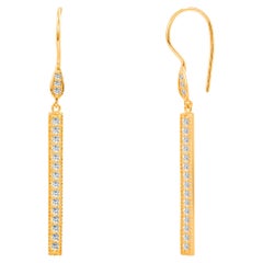 0.43ct Diamond Bar Dangle Earrings in 14k Gold