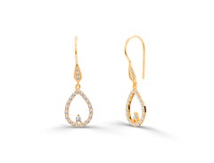 0.43ct Diamond Pear Shaped and Solitaire Diamond Dangle Earrings in 18k Gold