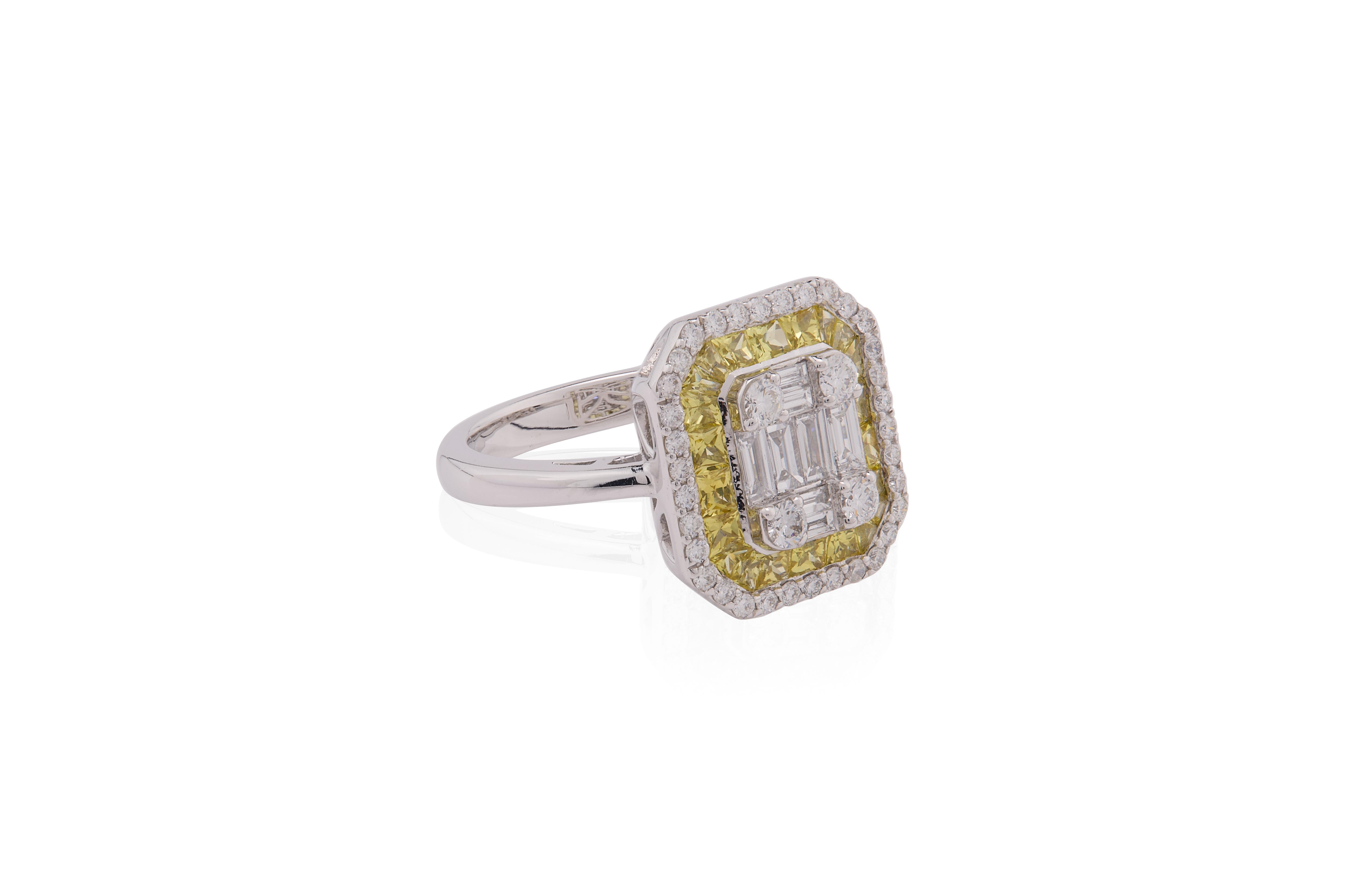 Taille baguette Bague en or 18 carats de 0,435 carat avec diamant baguette en vente
