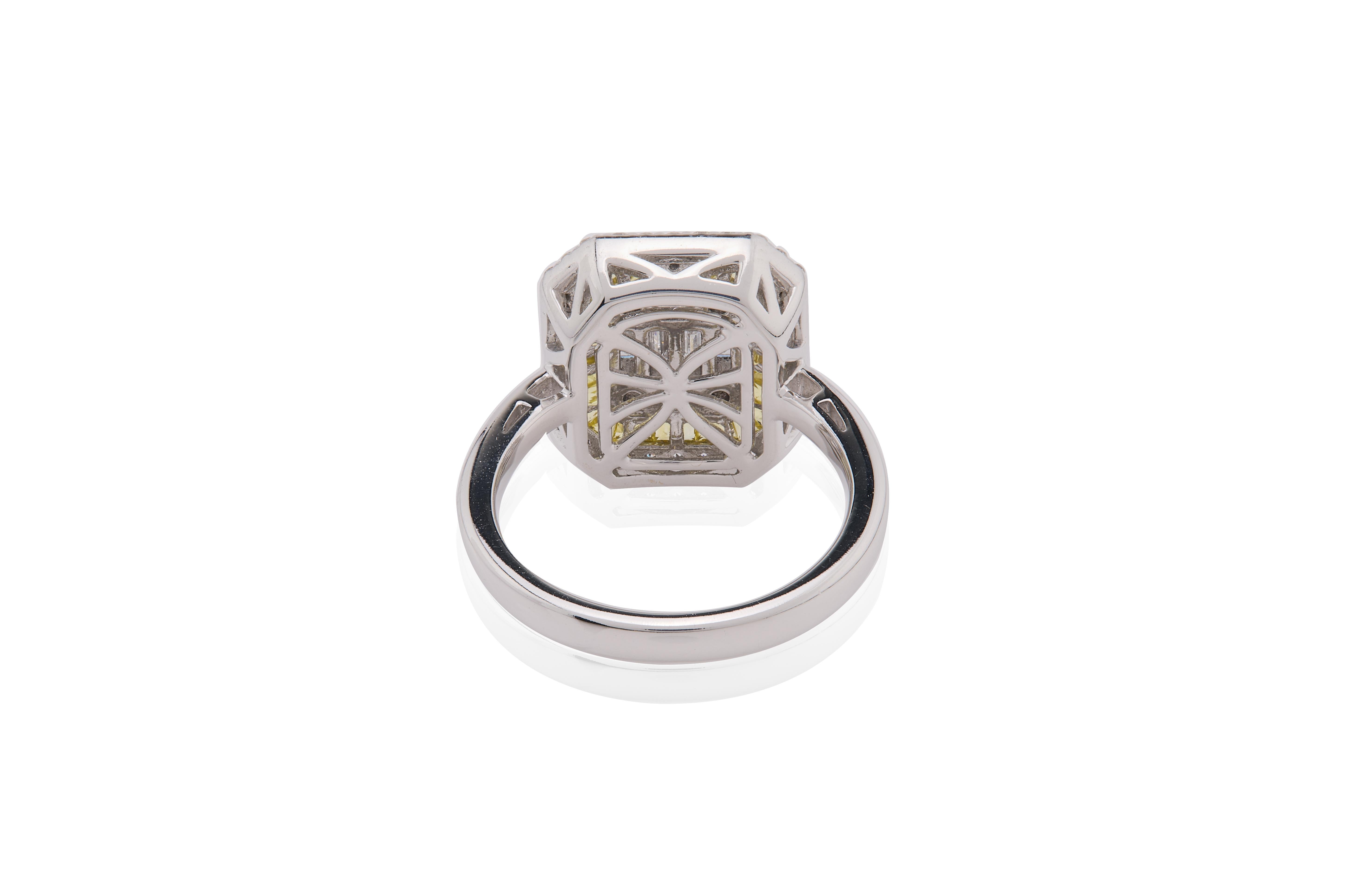 Bague en or 18 carats de 0,435 carat avec diamant baguette Unisexe en vente