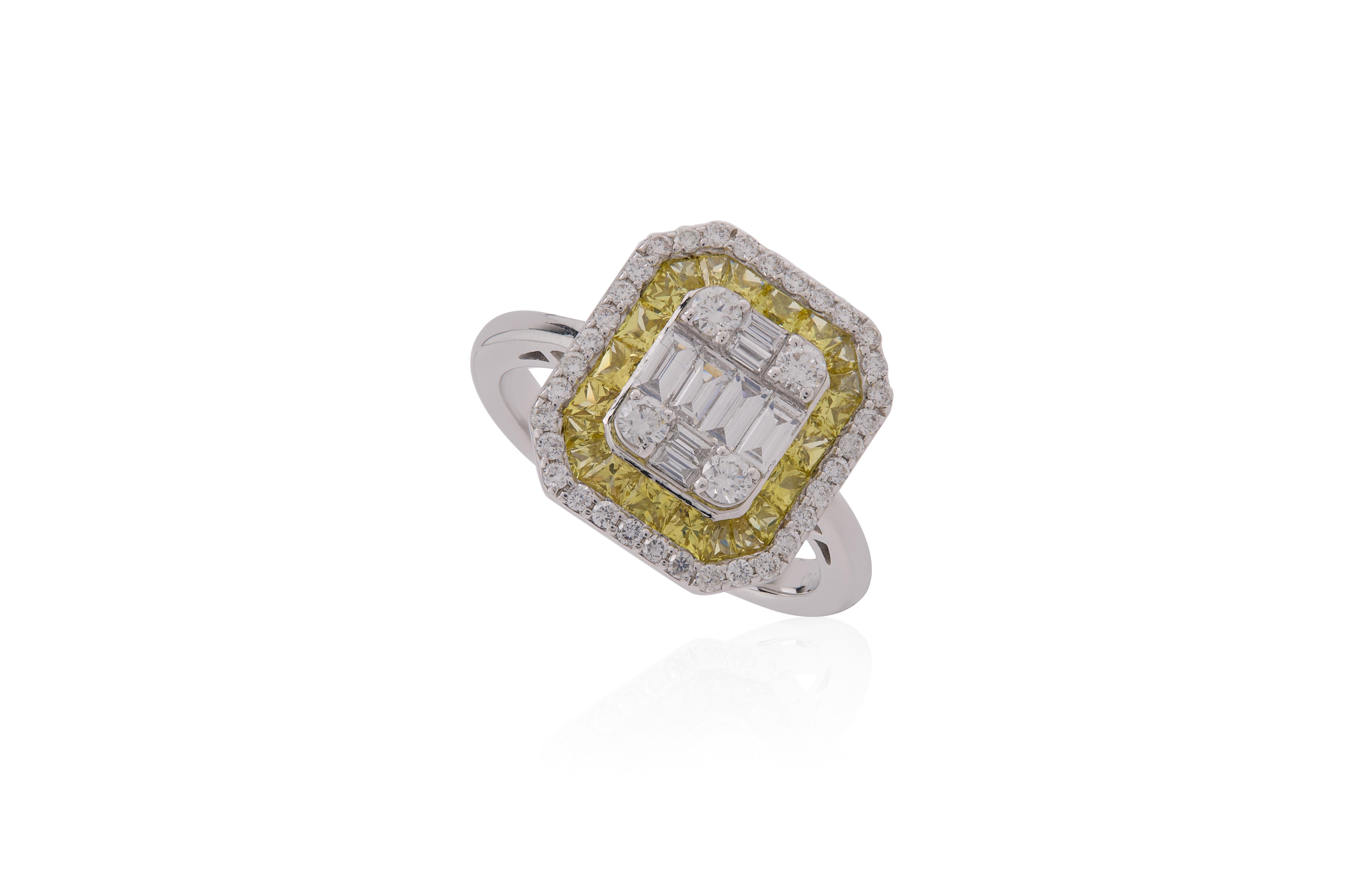 Bague en or 18 carats de 0,435 carat avec diamant baguette en vente 1