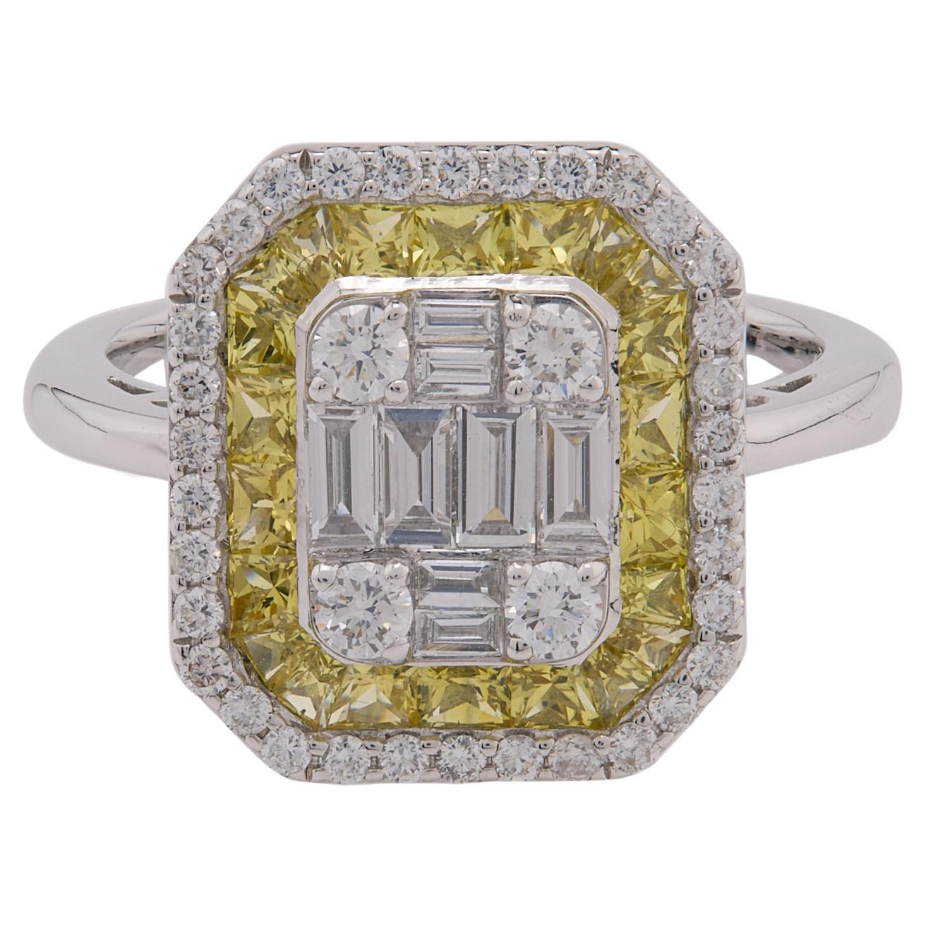 0.435 Carat Diamond with baguette diamond Ring in 18 Karat Gold