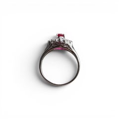 0.43ct Burma Unheated Ruby and Natural Diamond Ring in 18K Gold