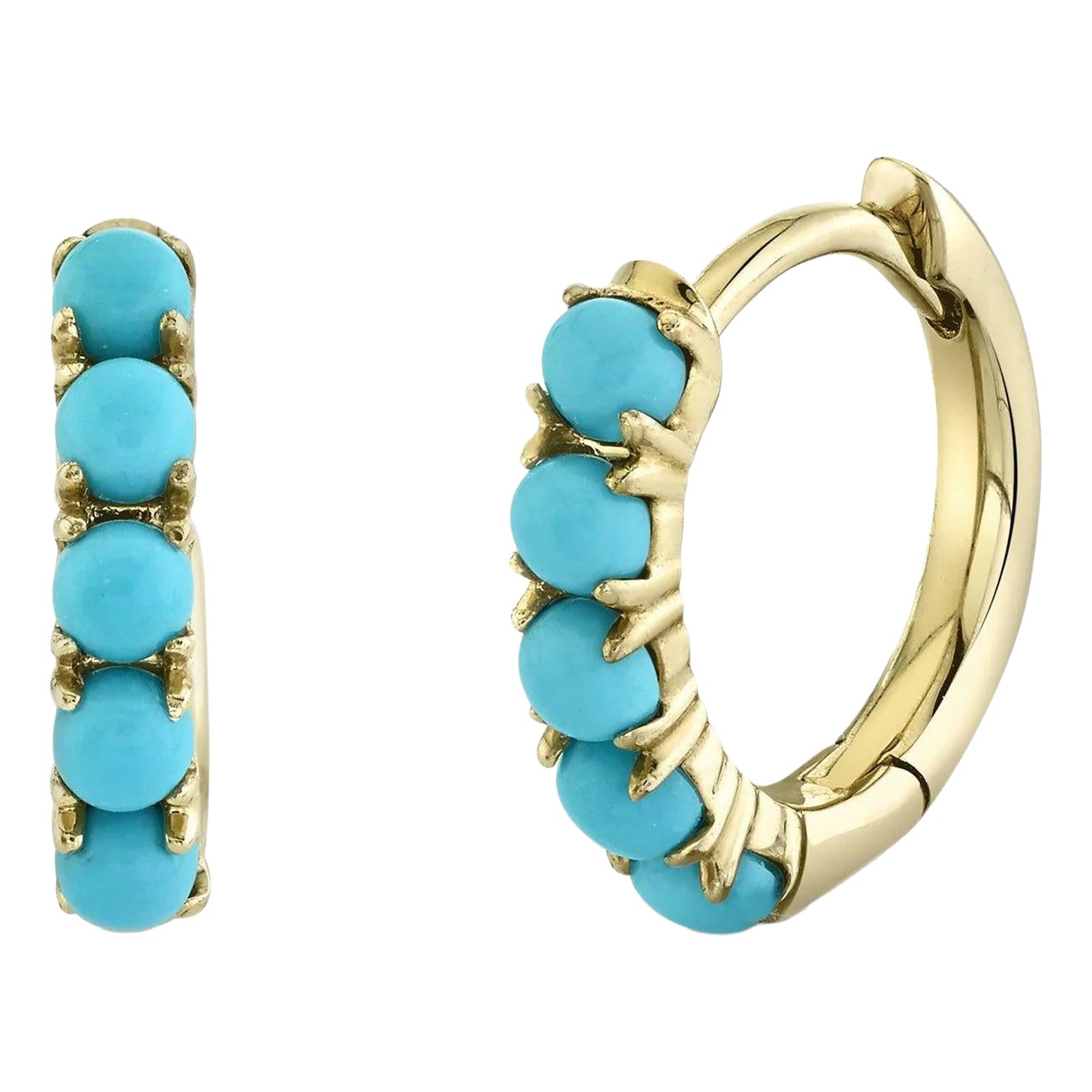0.43ct Turquoise Huggie Earrings im Angebot