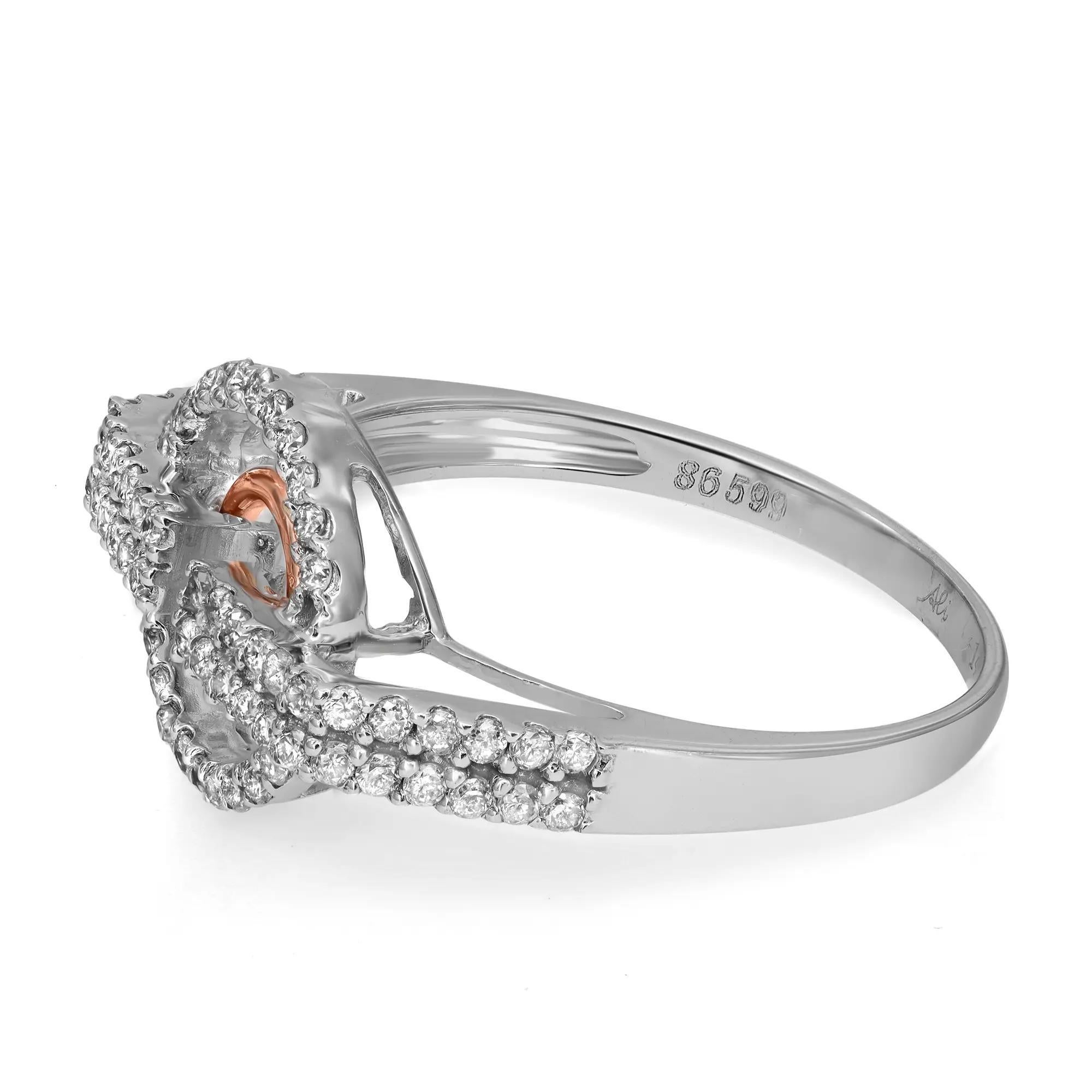 0,43cttw Prong Set Rundschliff Diamant Damen Ring 14k Weiß & Rose Gold (Moderne) im Angebot